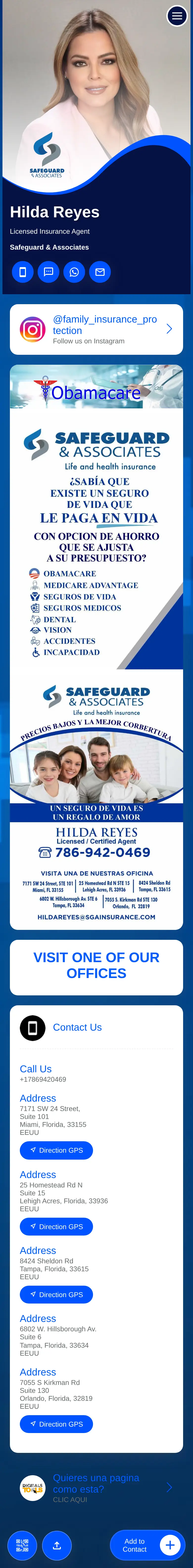 Tarjeta digital de Hilda Reyes