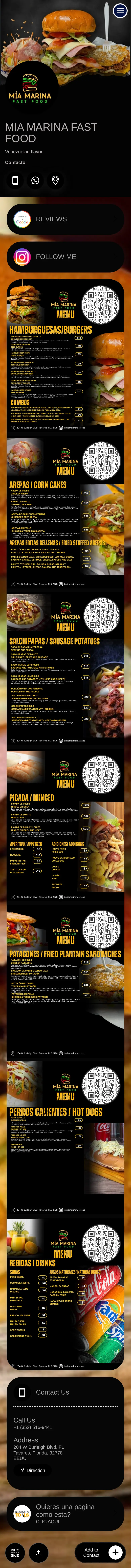 Tarjeta digital de MIA MARINA FAST FOOD