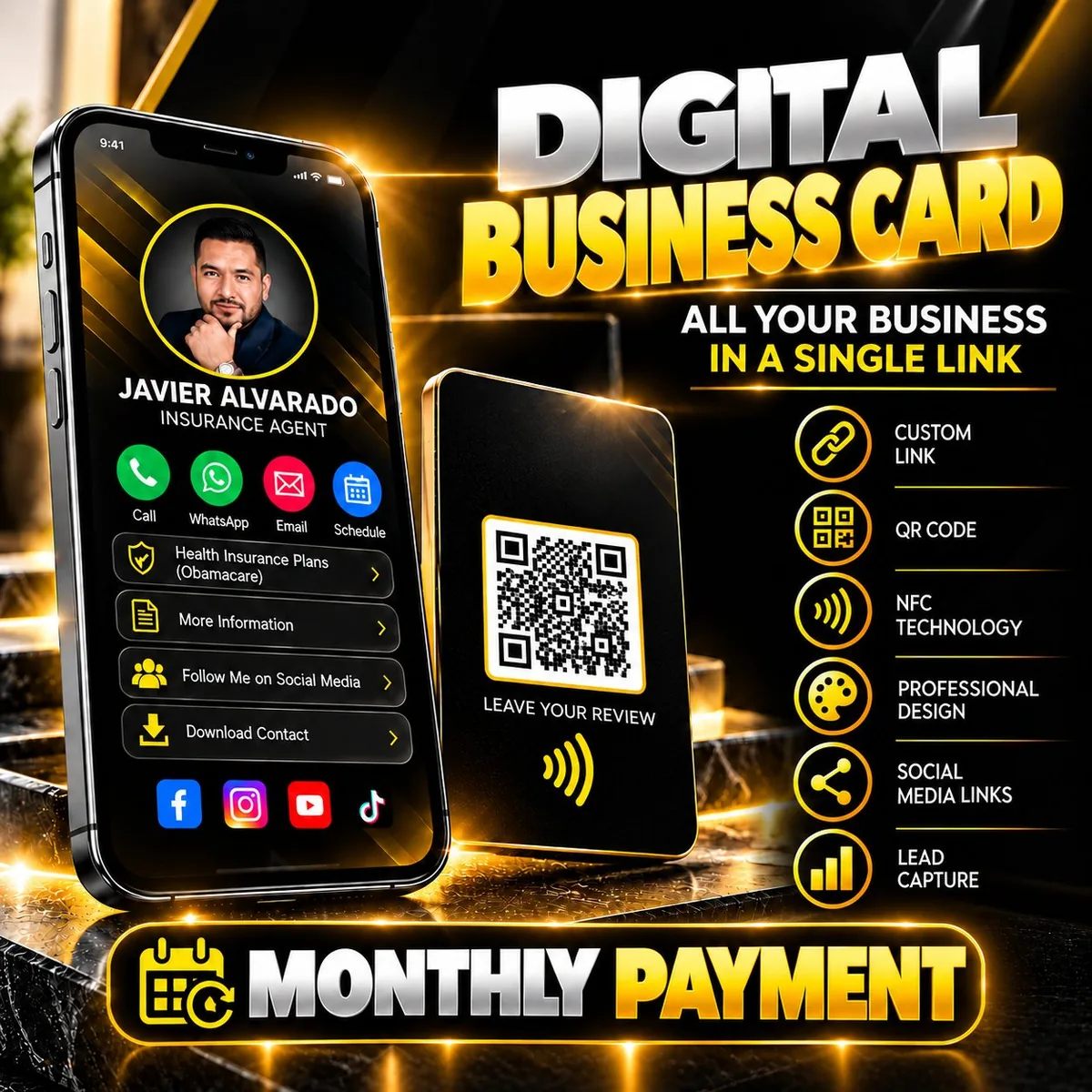 Digital Business Card flyer by Digitals Tools: your card with a QR code and your whole business in a single link